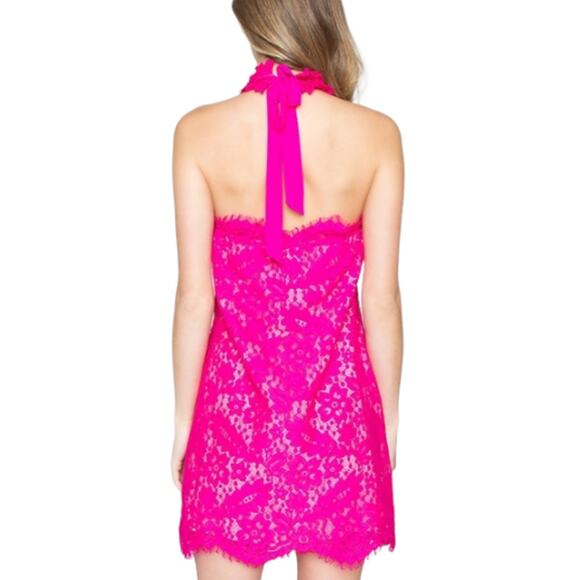 Sugarlips Pink Lace Dress Women's Size Extra Small Tie Neck - Picture 3 of 11